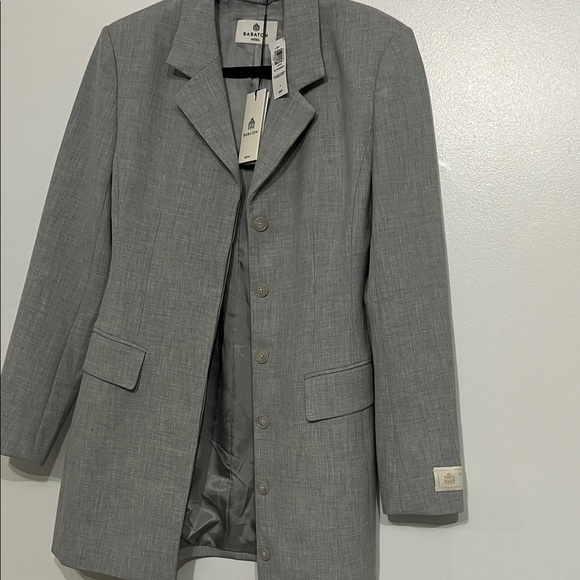 NEW Aritzia BABATON Gray Fitted Button-Up Blazer Jacket